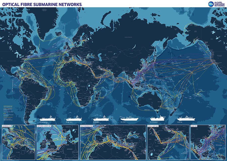 Optical fibre submarine networks daigram from Alcatel