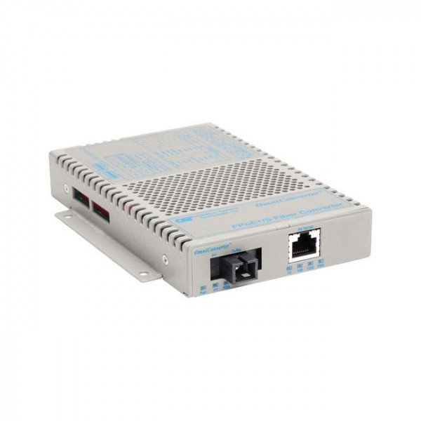 OST 10/100 / 100FX US Pwr Cord OmniConverter FPoE+/S SC SM SF 20KM