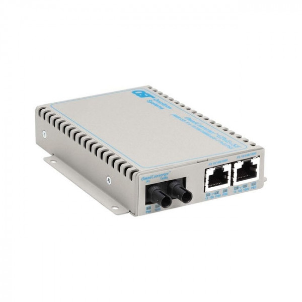 OST 2X 10/100/1000 to Gigabit Fibre OmniConverter GPoE+/SE ST MM US AC