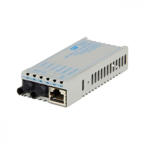 OST 10/100 BT to 100X ST MMF 5KM MiConverter PoE/PD  US AC Pwr