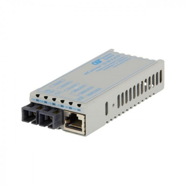 OST 10/100BT to 100X SC Single Mode 30KM MiConverter PoE/PD  US AC Pwr