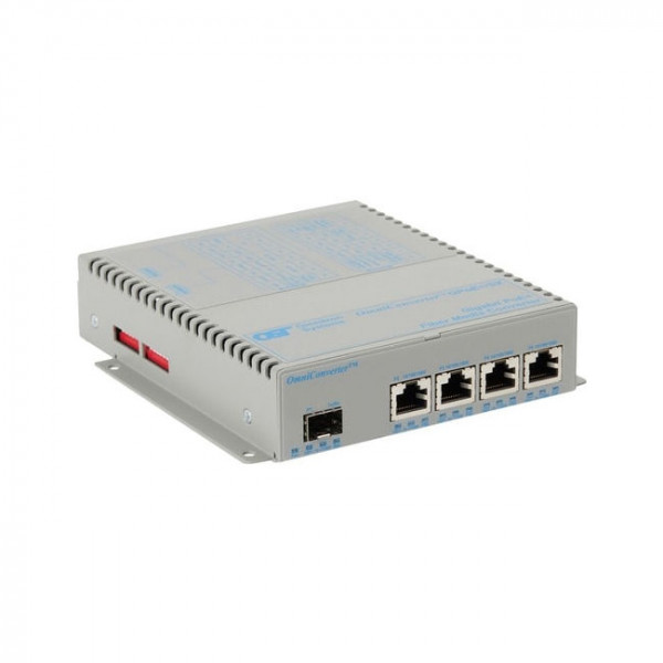 OST OmniConverter 4X 10/100/1000T PoE+ to 100/1000X SFP GPoE+/SX US