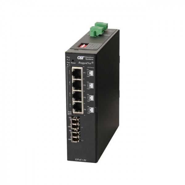 OST RuggedNet GPoE+/SI LC SM 1310nm 4X 10/100/1000T - 2X 1000X 12KM DC