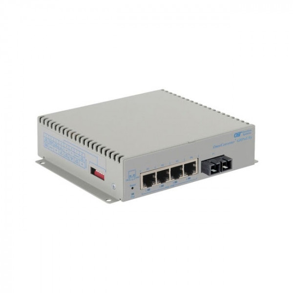 OST OmniConverter GHPoE/SX 60W 12KM 4X 10/100/1000T - 1000X SCSM DC Ext