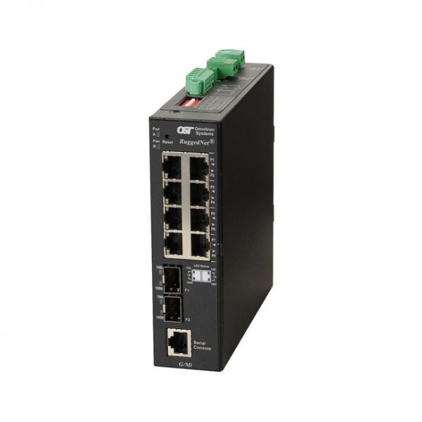 OST RuggedNet G/MI 2X SFP Switch 8X 10/100/1000T 2X 1000X 2DC Ext