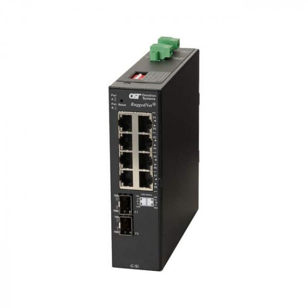 OST RuggedNet G/SI 2X SFP Switch 8X 10/100/1000T 2X 1000X 2DC Ext