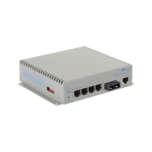 OST OmniConverter G/M SC MM 2KM 4X 10/100/1000T to 1000X DC Ext Tmp