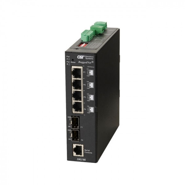 OST RuggedNet 10G/MI Switch DC 2X1G/10G SFP+ to 4X 10/100/1000T