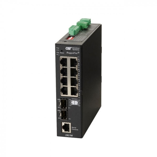 OST RuggedNet 10G/MI Switch DC 2X1G/10G SFP+ to 8X 10/100/1000T