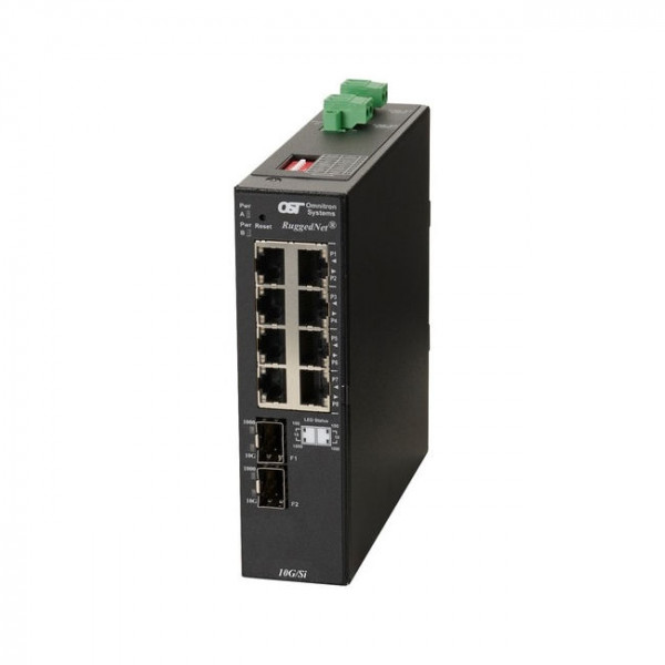 OST RuggedNet 10G/SI Switch DC 2X1G/10G SFP+ to 8X 10/100/1000T