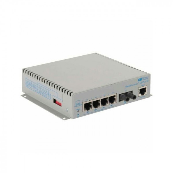 OST Gigabit 60W PoE Media Converter 4X 10/100/1000T to ST SM 12KM US AC