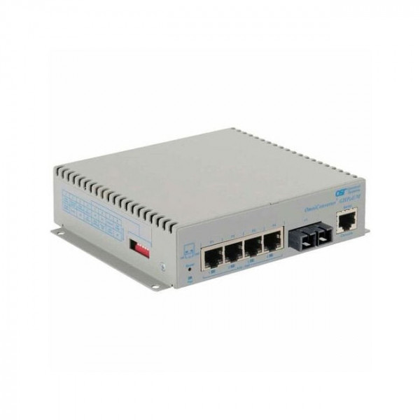OST Gigabit 60W PoE Media Converter 4X 10/100/1000T to SC SM 12KM DC