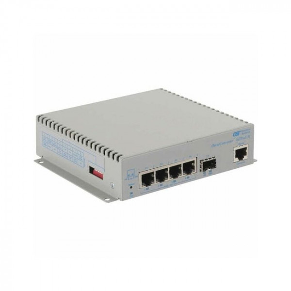OST Gigabit 60W PoE Media Converter 4X 10/100/1000T to SFP DC Pwr ET