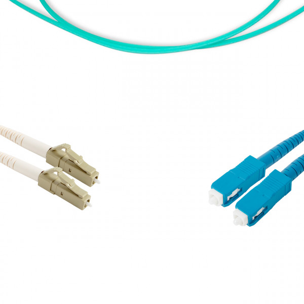 forte® Fibre Optic Patchlead, LC to SC Multimode OM3 50/125, Duplex 2mm Aqua Jacket, 1m, LSZH