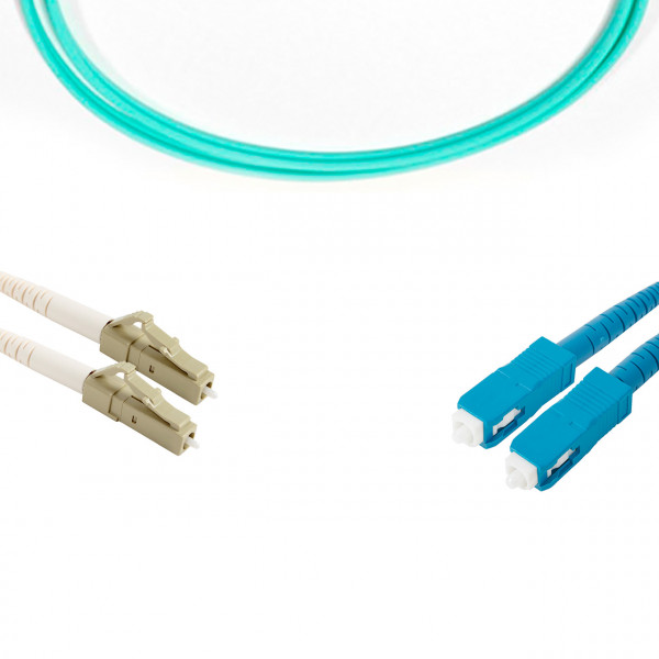 forte® Fibre Optic Patchlead, LC to SC Multimode OM3 50/125, Duplex 2mm Aqua Jacket, 2m, LSZH