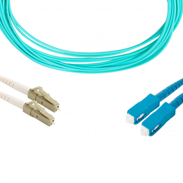 forte® Fibre Optic Patchlead, LC to SC Multimode OM3 50/125, Duplex 2mm Aqua Jacket, 10m, LSZH