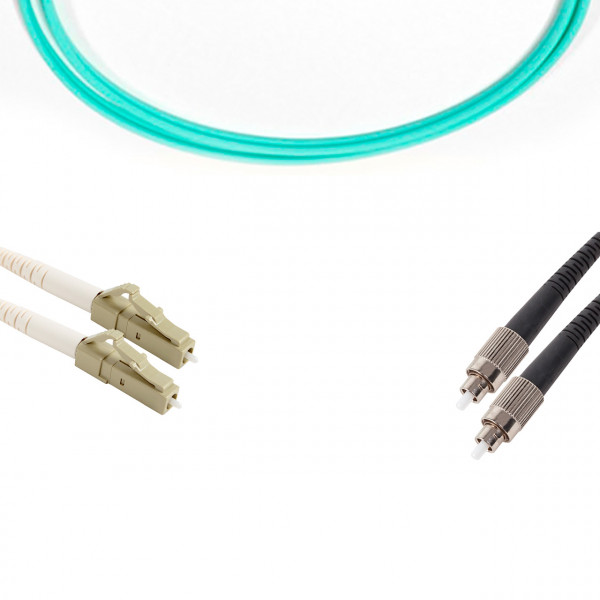 forte® Fibre Optic Patchlead, LC to ST Multimode OM3 50/125, Duplex 2mm Aqua Jacket, 2m, LSZH