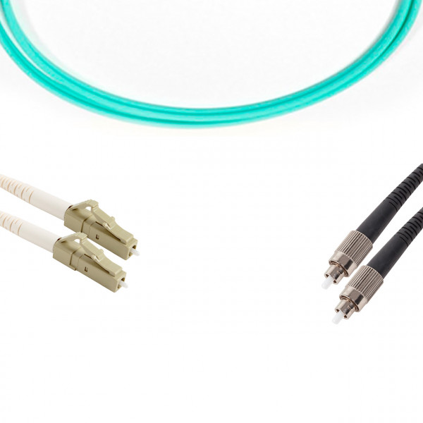 forte® Fibre Optic Patchlead, LC to ST Multimode OM3 50/125, Duplex 2mm Aqua Jacket, 3m, LSZH