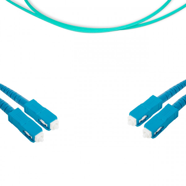 forte® Fibre Optic Patchlead, SC to SC Multimode OM3 50/125, Duplex 3mm Aqua Jacket, 1m, LSZH