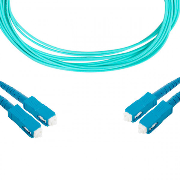 forte® Fibre Optic Patchlead, SC to SC Multimode OM3 50/125, Duplex 3mm Aqua Jacket, 10m, LSZH