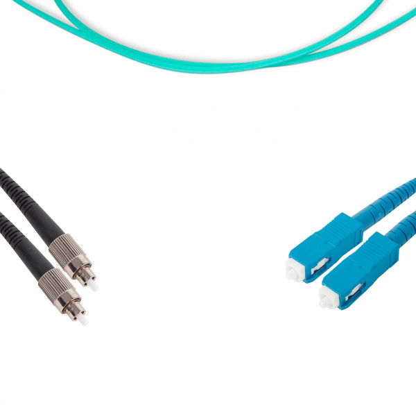 forte® Fibre Optic Patchlead, ST to SC Multimode OM3 50/125, Duplex 3mm Aqua Jacket, 1m, LSZH