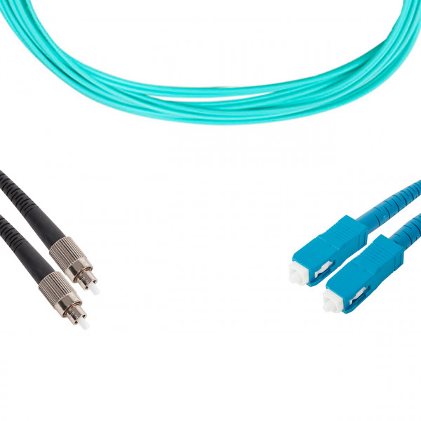 forte® Fibre Optic Patchlead, ST to SC Multimode OM3 50/125, Duplex 3mm Aqua Jacket, 5m, LSZH