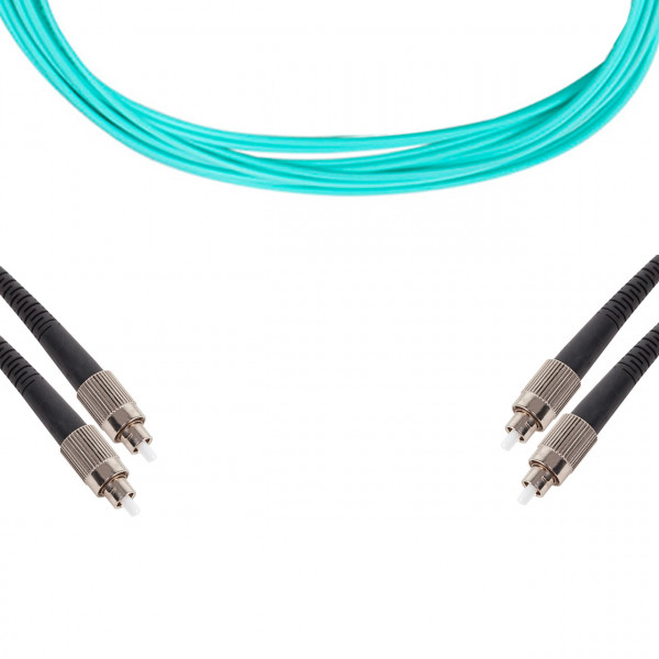 forte® Fibre Optic Patchlead, ST to ST Multimode OM3 50/125, Duplex 3mm Aqua Jacket, 5m, LSZH