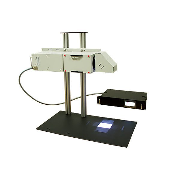 Sciencetech SciSun Solar Simulator - Shown with included CTBT-3 beam turner, included power supply, optional HAS adjustable stand, and optional SCI-SCC-3 cell chuck.