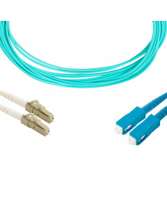 forte® Fibre Optic Patchlead, LC to SC Multimode OM3 50/125, Duplex 2mm Aqua Jacket, 10m, LSZH