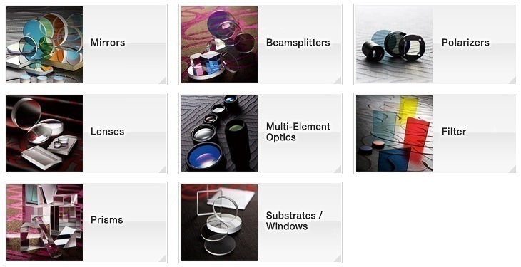 OptoSigma Optics, Coating Products: Mirrors, Beamsplitters, Polarisers, Lenses, Multi-Element Optics, Filter, Prisms, Substrates/Windows