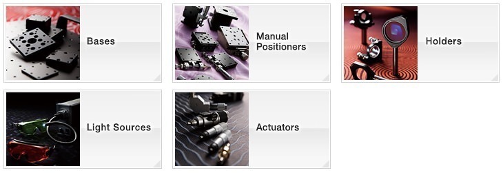 OptoSigma Opt-mechanics, Manual Stages & Holders: Bases, Manual Positioners, Holders, Light Sources, Actuators