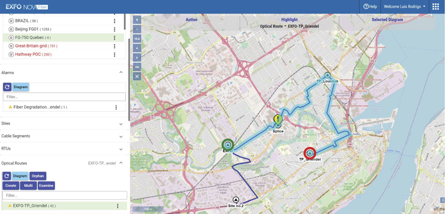 Automated and simplified OTDR  fault geomapping (FMS-GIS option)