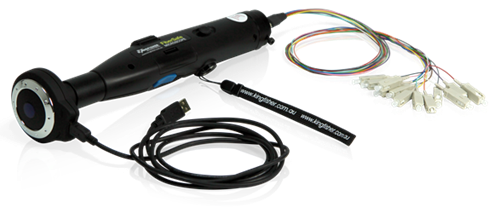 KI6610 Fiber Optic Connector Inspection Scope fitted with Video Camera and MPO ribbon conector adaptor